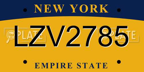 LZV2785 New York License Plate