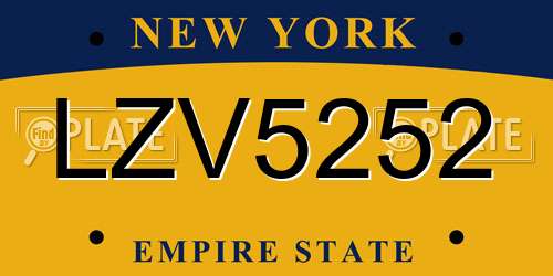 LZV5252 New York License Plate