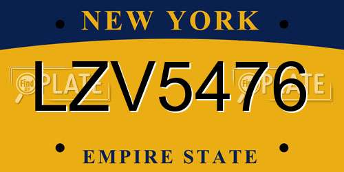 LZV5476 New York License Plate