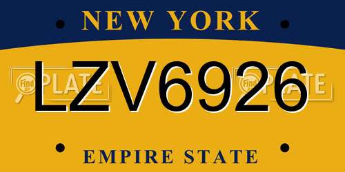 LZV6926 New York License Plate