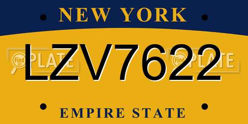 LZV7622 New York License Plate