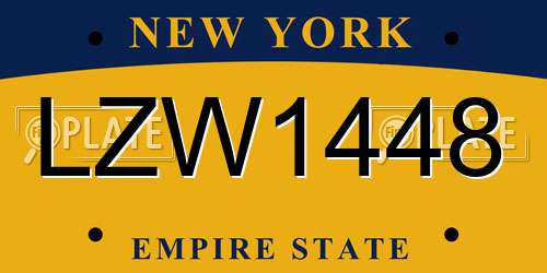 LZW1448 New York License Plate