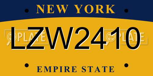 LZW2410 New York License Plate