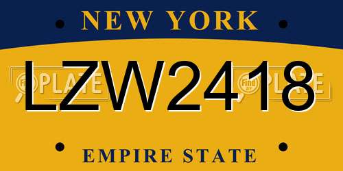 LZW2418 New York License Plate