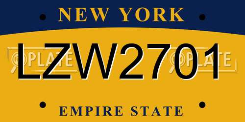 LZW2701 New York License Plate
