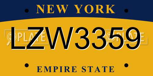 LZW3359 New York License Plate