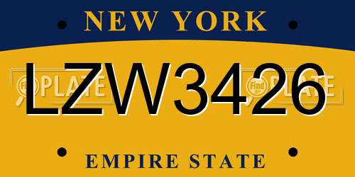 LZW3426 New York License Plate