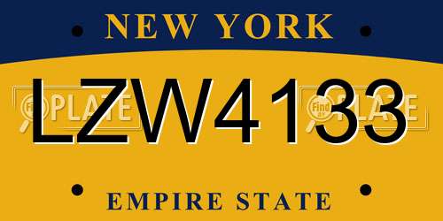 LZW4133 New York License Plate