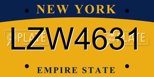 LZW4631 New York License Plate