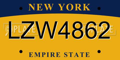 LZW4862 New York License Plate