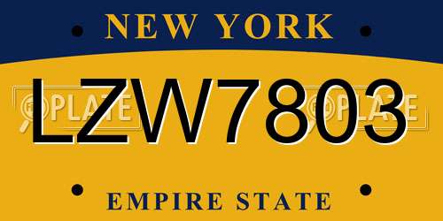 LZW7803 New York License Plate