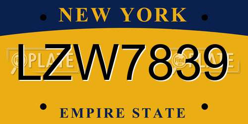 LZW7839 New York License Plate