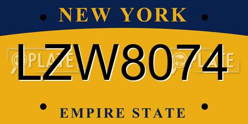 LZW8074 New York License Plate