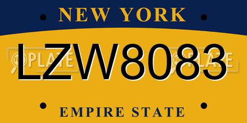 LZW8083 New York License Plate