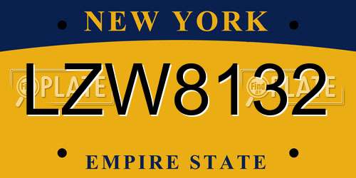 LZW8132 New York License Plate