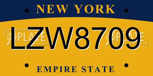 LZW8709 New York License Plate