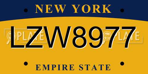 LZW8977 New York License Plate