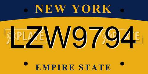 LZW9794 New York License Plate