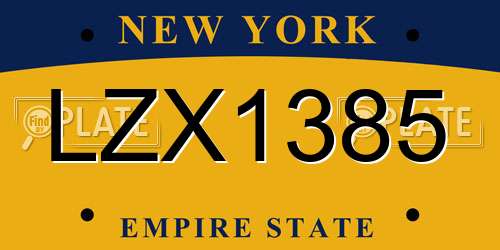 LZX1385 New York License Plate