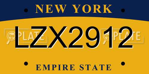 LZX2912 New York License Plate