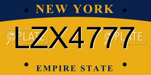 LZX4777 New York License Plate