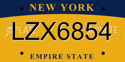 LZX6854 New York License Plate