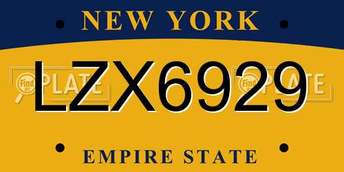 LZX6929 New York License Plate