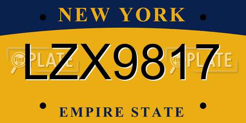 LZX9817 New York License Plate