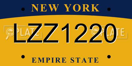 LZZ1220 New York License Plate