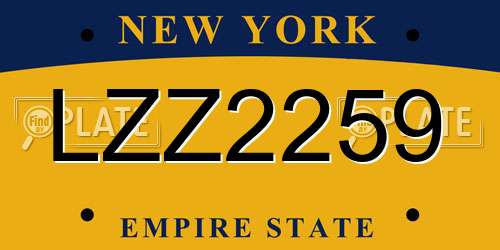 LZZ2259 New York License Plate