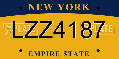 LZZ4187 New York License Plate