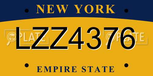LZZ4376 New York License Plate