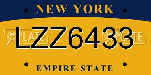 LZZ6433 New York License Plate