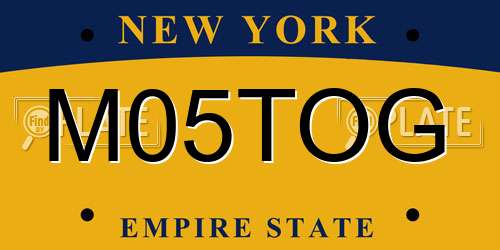 M05TOG New York License Plate