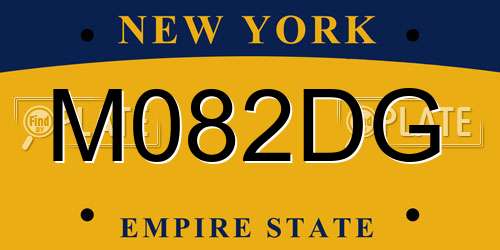 M082DG New York License Plate