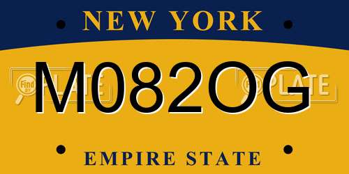 M082OG New York License Plate