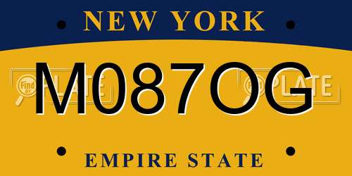 M087OG New York License Plate