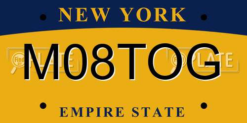 M08TOG New York License Plate