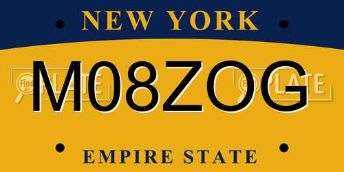 M08ZOG New York License Plate