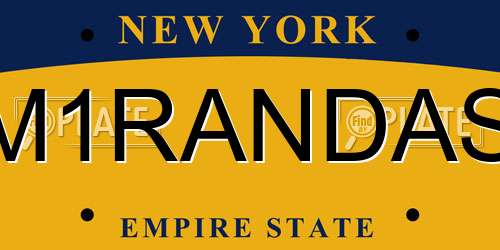 M1RANDAS New York License Plate