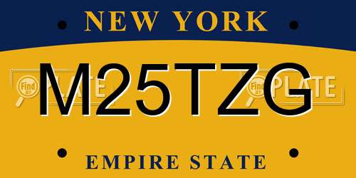 M25TZG New York License Plate