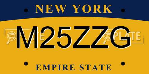 M25ZZG New York License Plate