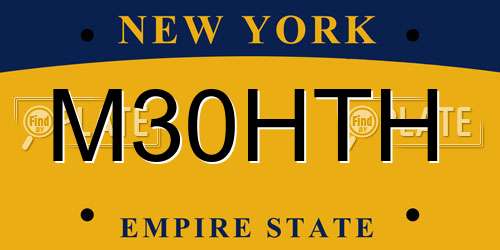 M30HTH New York License Plate