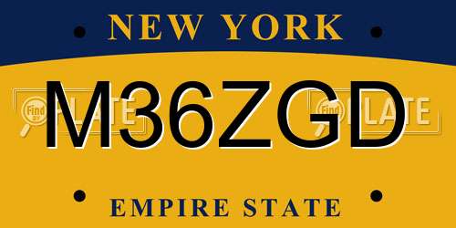 M36ZGD New York License Plate