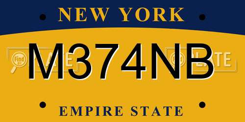 M374NB New York License Plate