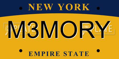 M3MORY New York License Plate