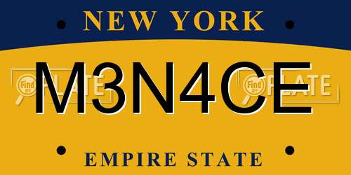 M3N4CE New York License Plate