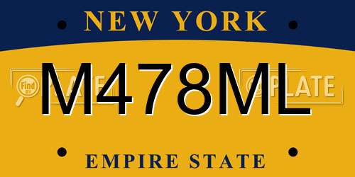 M478ML New York License Plate