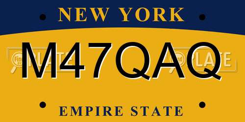 M47QAQ New York License Plate
