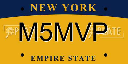 M5MVP New York License Plate